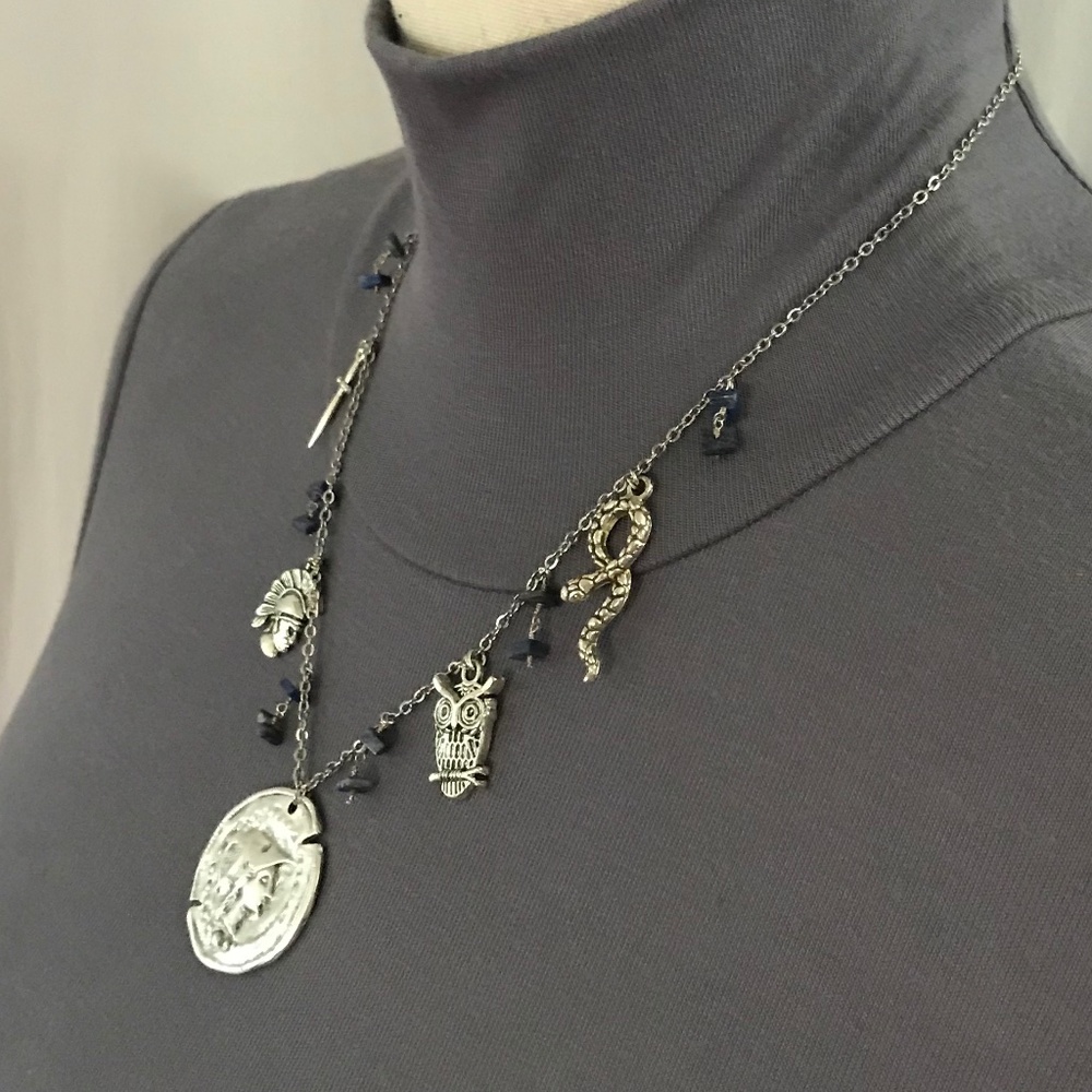 Athena Minerva Greek Roman Goddess Wisdom & War Handmade Necklace, Lapis Lazuli - Picture 6 of 15